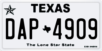 TX license plate DAP4909