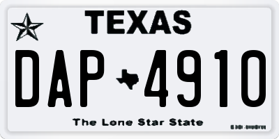 TX license plate DAP4910
