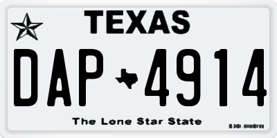 TX license plate DAP4914