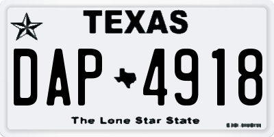 TX license plate DAP4918