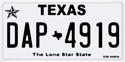 TX license plate DAP4919