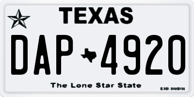 TX license plate DAP4920