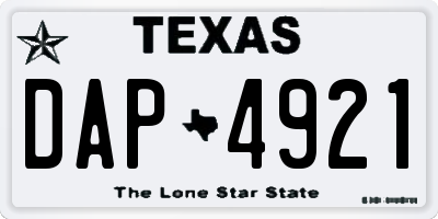 TX license plate DAP4921