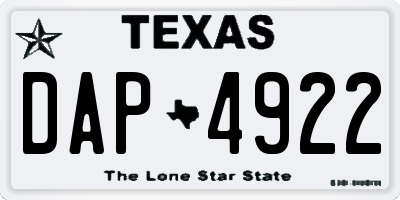 TX license plate DAP4922