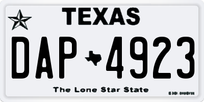 TX license plate DAP4923