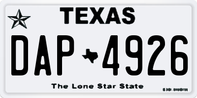 TX license plate DAP4926