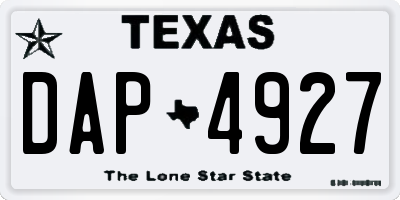TX license plate DAP4927