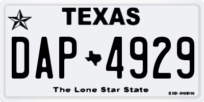 TX license plate DAP4929
