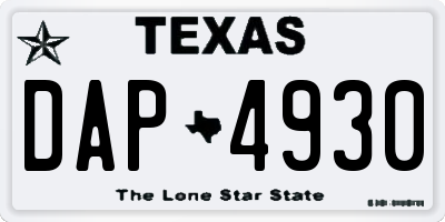 TX license plate DAP4930