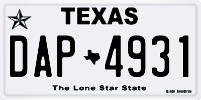 TX license plate DAP4931