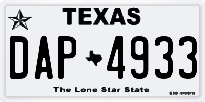 TX license plate DAP4933