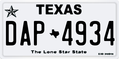 TX license plate DAP4934