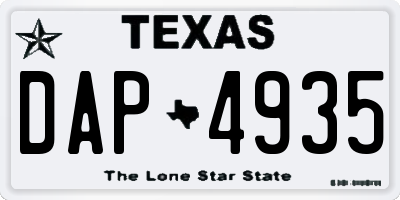 TX license plate DAP4935