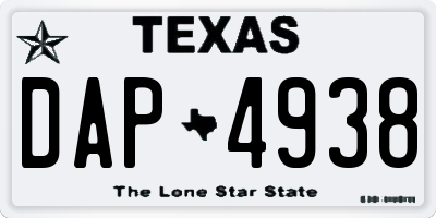 TX license plate DAP4938