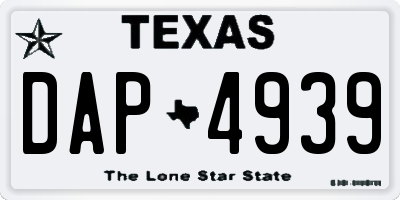 TX license plate DAP4939
