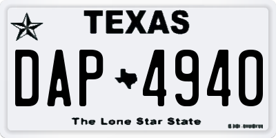 TX license plate DAP4940
