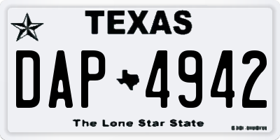TX license plate DAP4942