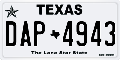 TX license plate DAP4943