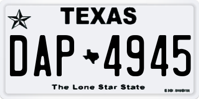 TX license plate DAP4945