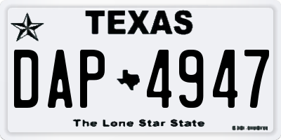 TX license plate DAP4947