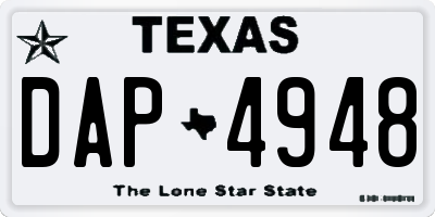 TX license plate DAP4948