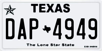 TX license plate DAP4949