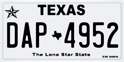 TX license plate DAP4952