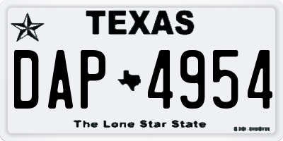 TX license plate DAP4954
