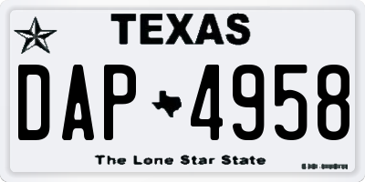 TX license plate DAP4958
