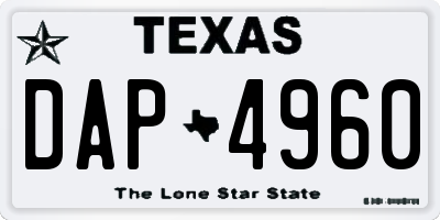 TX license plate DAP4960