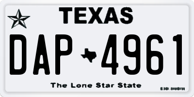 TX license plate DAP4961