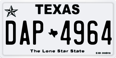 TX license plate DAP4964