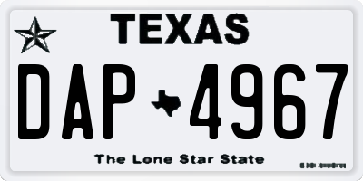 TX license plate DAP4967