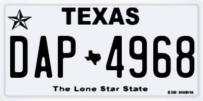 TX license plate DAP4968