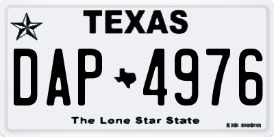 TX license plate DAP4976