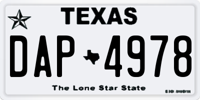 TX license plate DAP4978