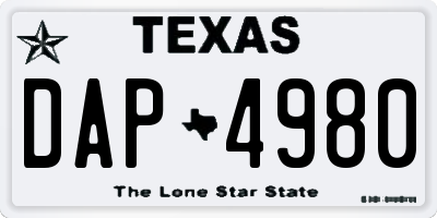 TX license plate DAP4980