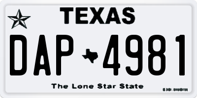 TX license plate DAP4981