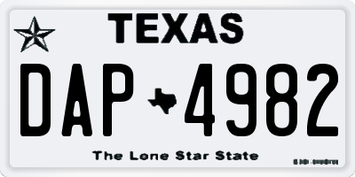TX license plate DAP4982