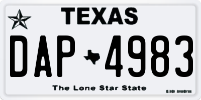 TX license plate DAP4983