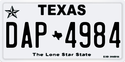 TX license plate DAP4984