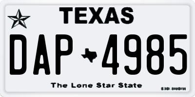 TX license plate DAP4985