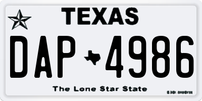 TX license plate DAP4986