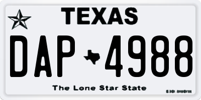 TX license plate DAP4988