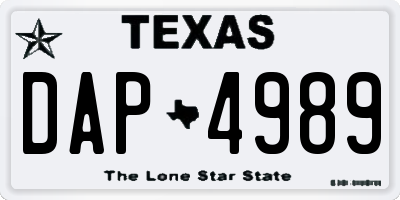 TX license plate DAP4989