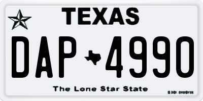 TX license plate DAP4990