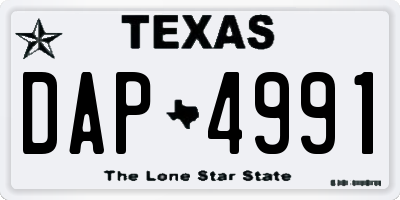 TX license plate DAP4991