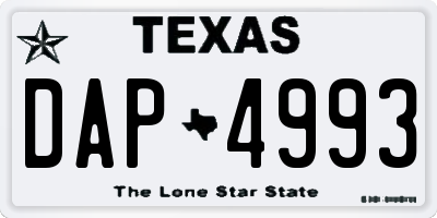 TX license plate DAP4993