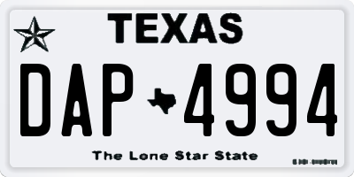 TX license plate DAP4994
