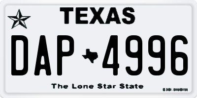 TX license plate DAP4996